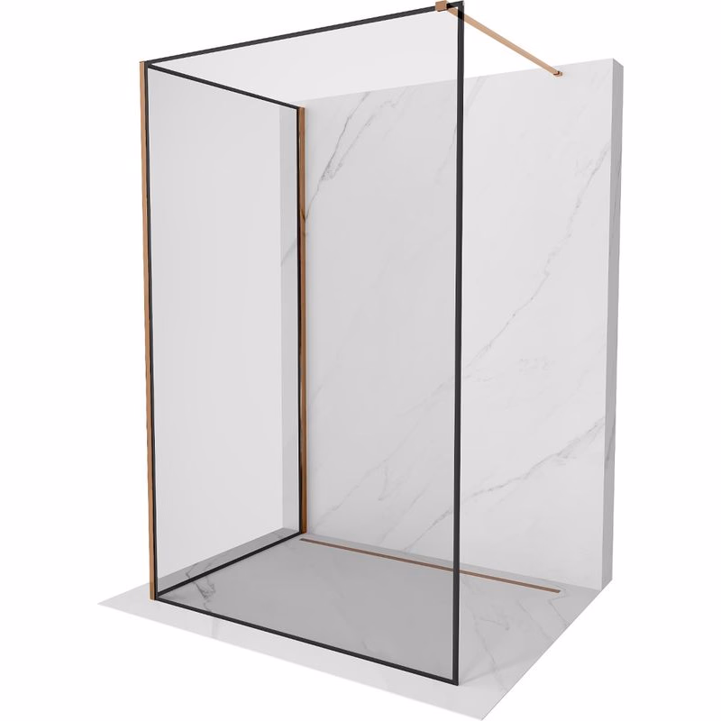 MEXEN/S - Kyoto Sprchová zástena WALK-IN 110 x 110, čierna vzor, ružové zlato 800-110-212-60-70-110