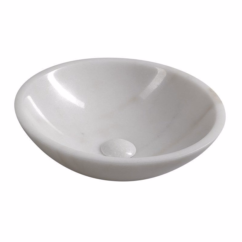 SAPHO - BLOK kamenné umývadlo priemer 40cm, leštený biely mramor 2401-34