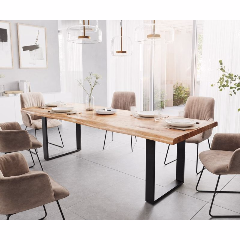Jedálenský stôl Edge 260x100 XL akácia prírodná kov čierny Live-Edge