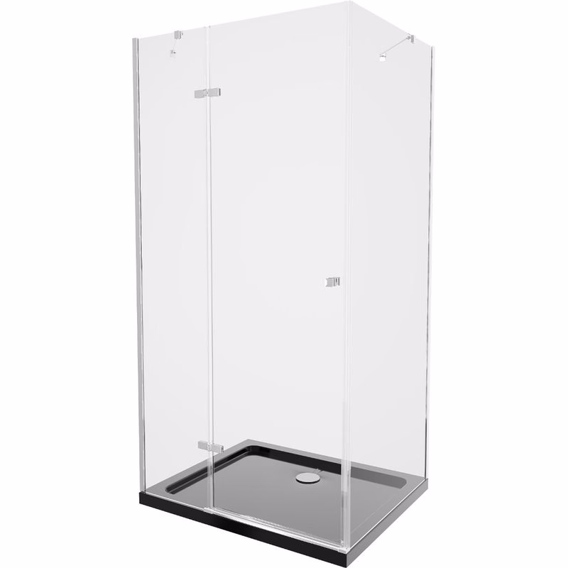 MEXEN/S - Roma sprchovací kút 80x100, transparent, chróm + čierna vanička so sifónom 854-080-100-01-00-4070