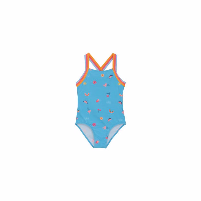 Dievčenské plavky COLOR KIDS Swimsuit W Elastic Straps, AOP-7452-River Blue