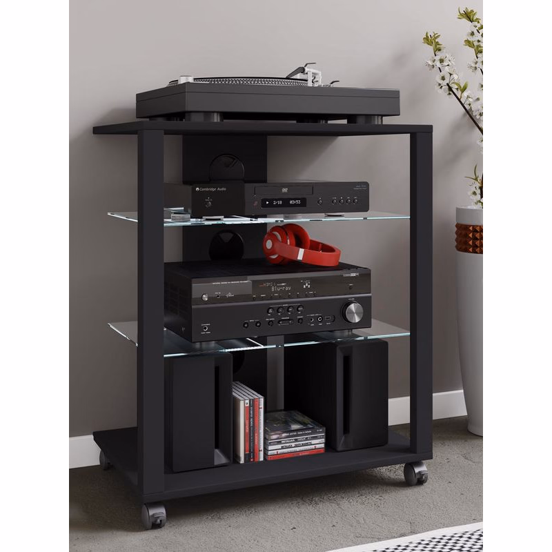 Hifi stojan Folas s kolieskami, čierny