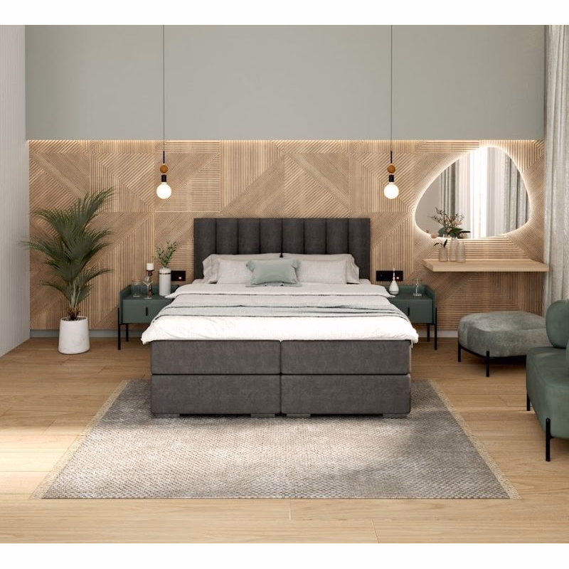 FDM Manželská posteľ LINCOLN Boxspring | grafit 180 x 200 cm
