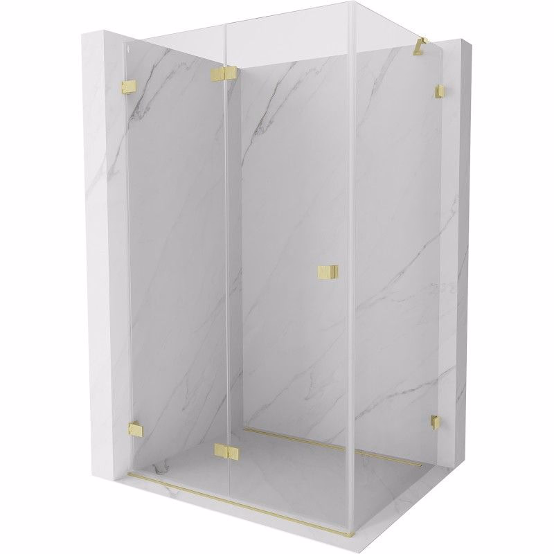 MEXEN/S - Lunar-F sprchovací kút skladacie dvere ľavá 95 x 90, transparent, zlato kartáčovaná 836-095-090-55-00-L