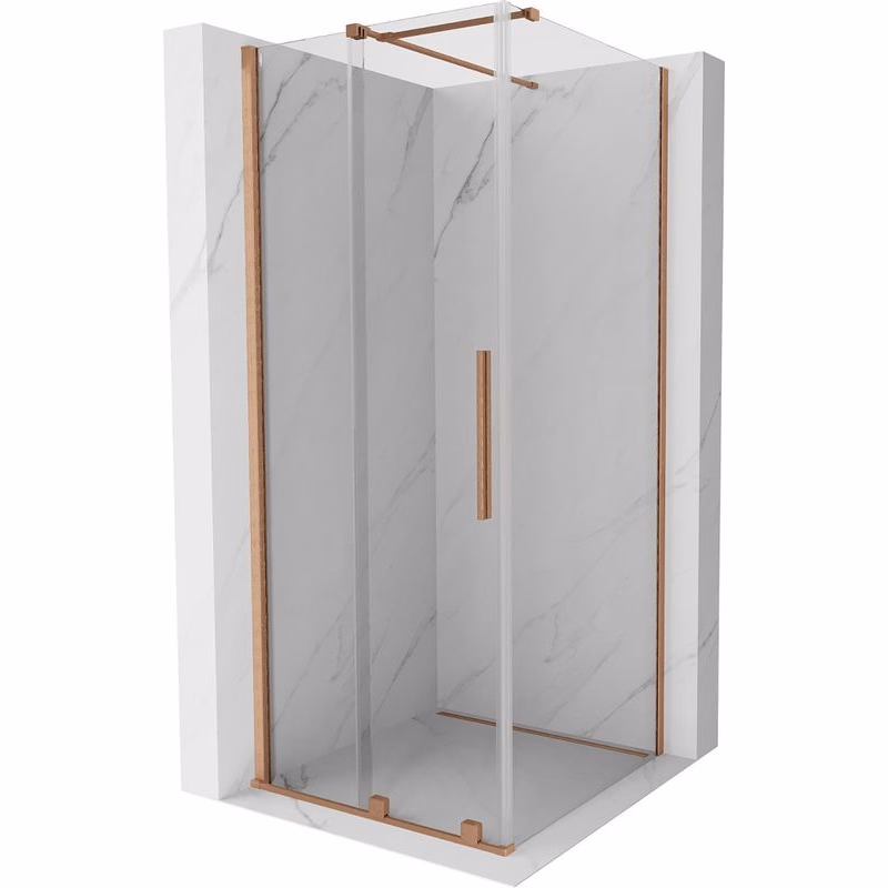 MEXEN/S - Velár sprchovací kút 110 x 110, transparent, kartáčovaná meď 871-110-110-01-65