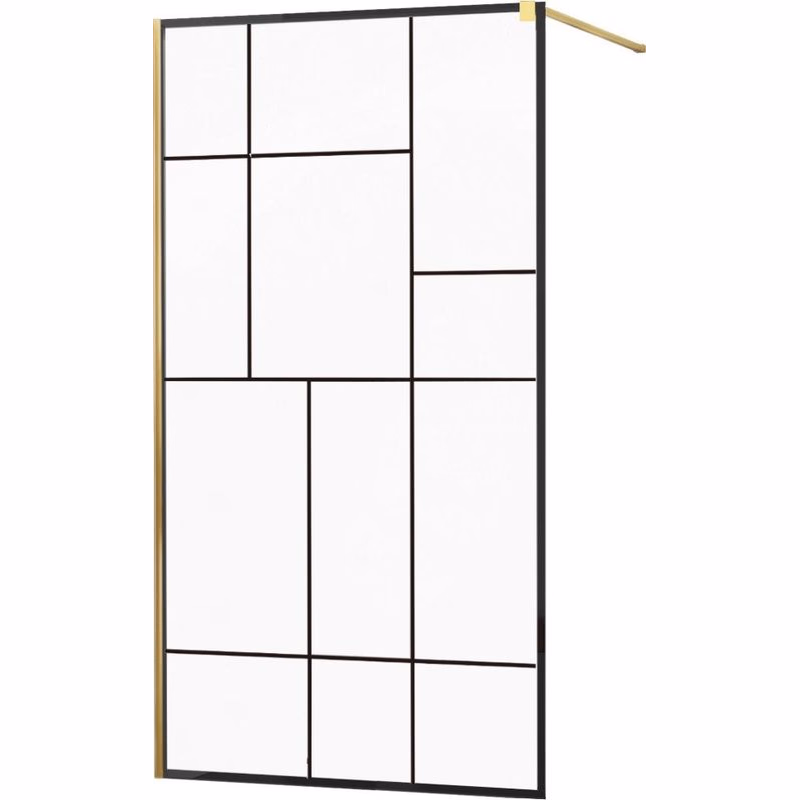 MEXEN/S - KIOTO Sprchová zástena WALK-IN 110x200 cm 8 mm, zlatá, čierny vzor 2 800-110-101-50-78