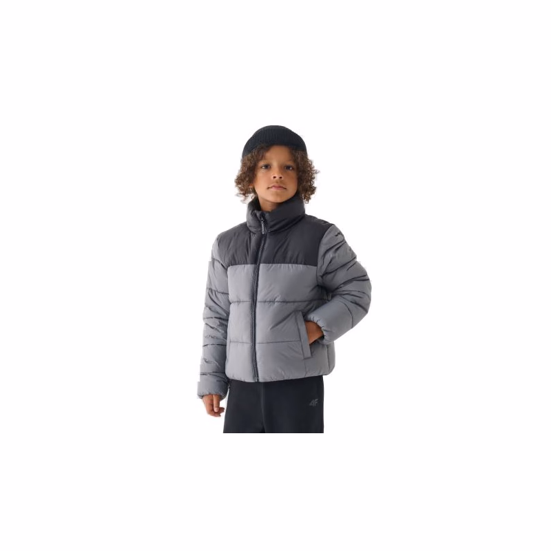 Chlapčenská bunda 4F JUNIOR DOWN JACKET-JWAW24TDJAM461-25S-GREY