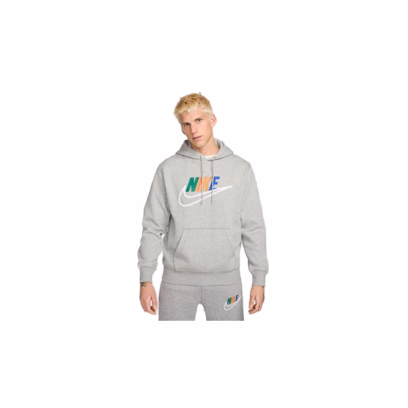 Pánska mikina s kapucňou NIKE M NK CLUB BB HDY FUTURA BLOCK-063 DK GREY HEATHER SMOKE GRY