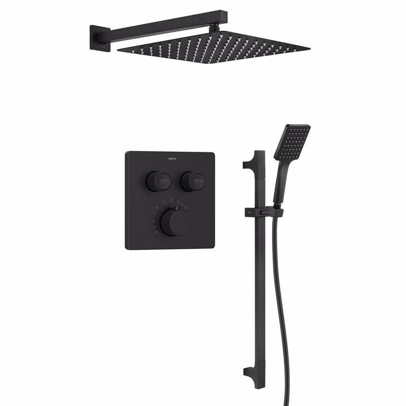 SAPHO SAPHO - SMART SELECT sprchový set s termostatickou batériou, 2 výstupy, posuvný držiak sprchy, čierna mat RP042B-02