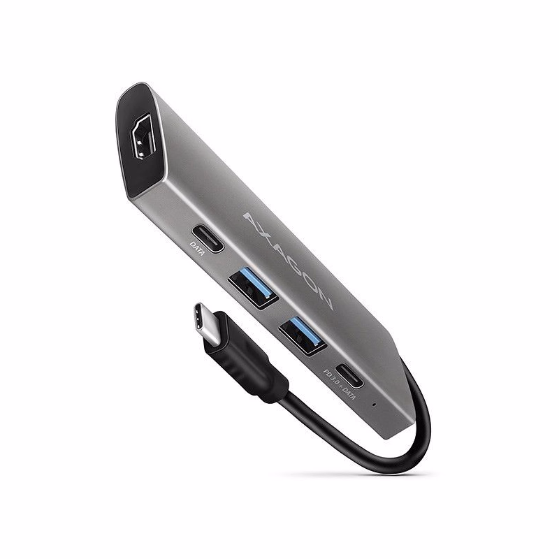 AXAGON HMC-5G2, USB 10Gbps húb, porty 2x USB-A, 2x USB-C, HDMI 4k/60, PD 100W, kábel USB-C 13cm