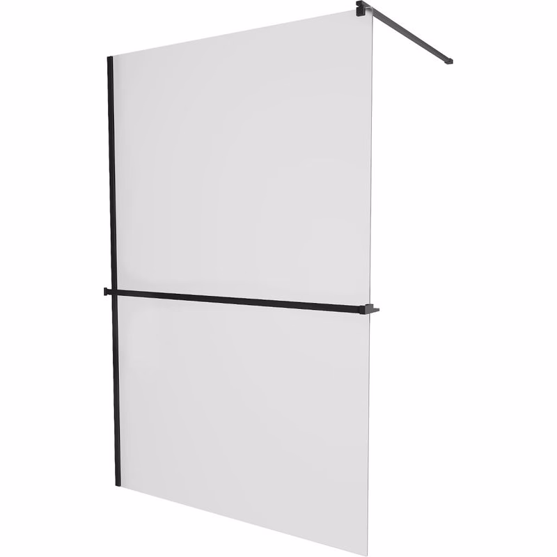 MEXEN/S - KIOTO Sprchová zástena WALK-IN s poličkou a držiakom uterákov 70 x 200, matné sklo 8 mm, čierna 800-070-121-70-30
