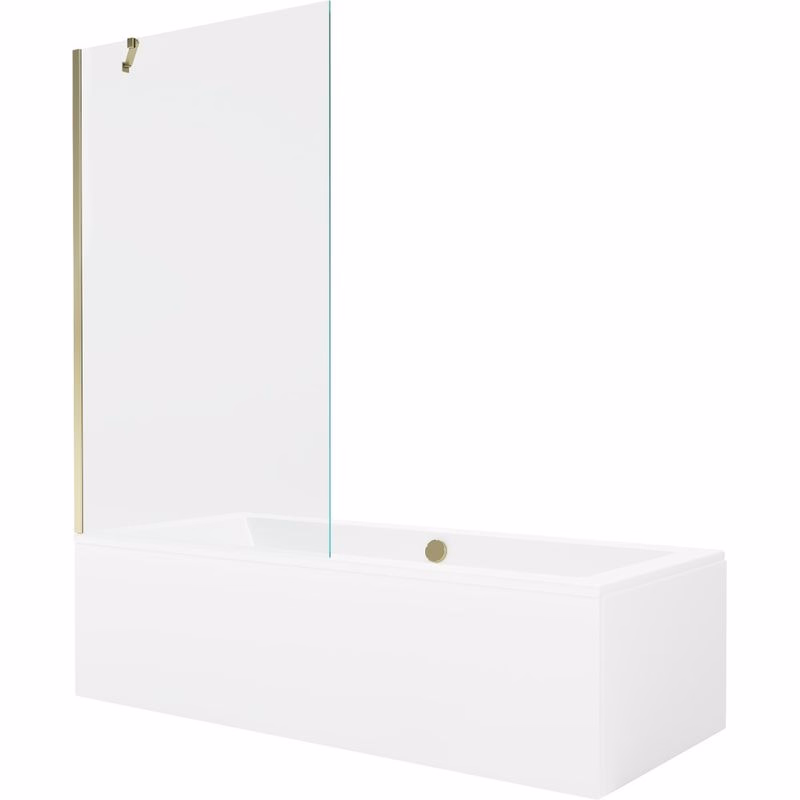 MEXEN/S - Cube obdĺžniková vaňa 170 x 80 cm s panelom + zástena 1- diel 100, transparent, zlatá 550517080X9510000050