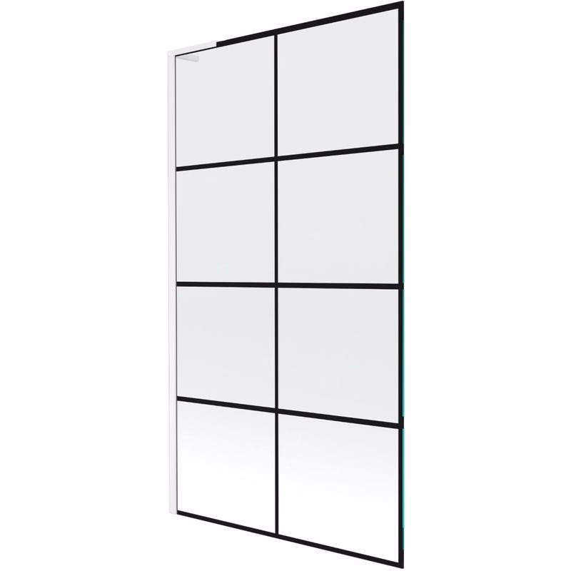 MEXEN/S - Next L vaňová zástena FIX 100 x 150, čierna vzor, biela 895-100-000-03-77-20