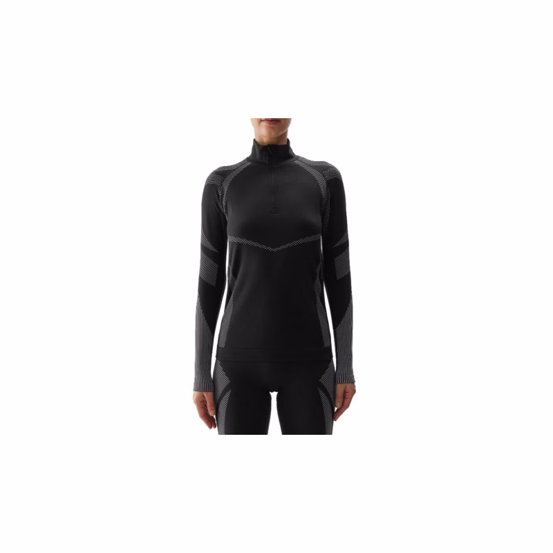 Dámska zateplená lyžiarska mikina s 1 2 zipsom 4F SEAMLESS UNDERWEAR-WAW24USEAF160-20S-DEEP BLACK
