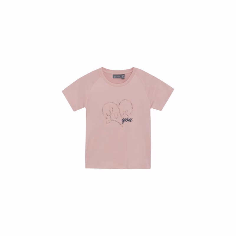 Dievčenské tričko s krátkym rukávom COLOR KIDS Girls T-shirt W. Print -S S-5077-Coral Blush