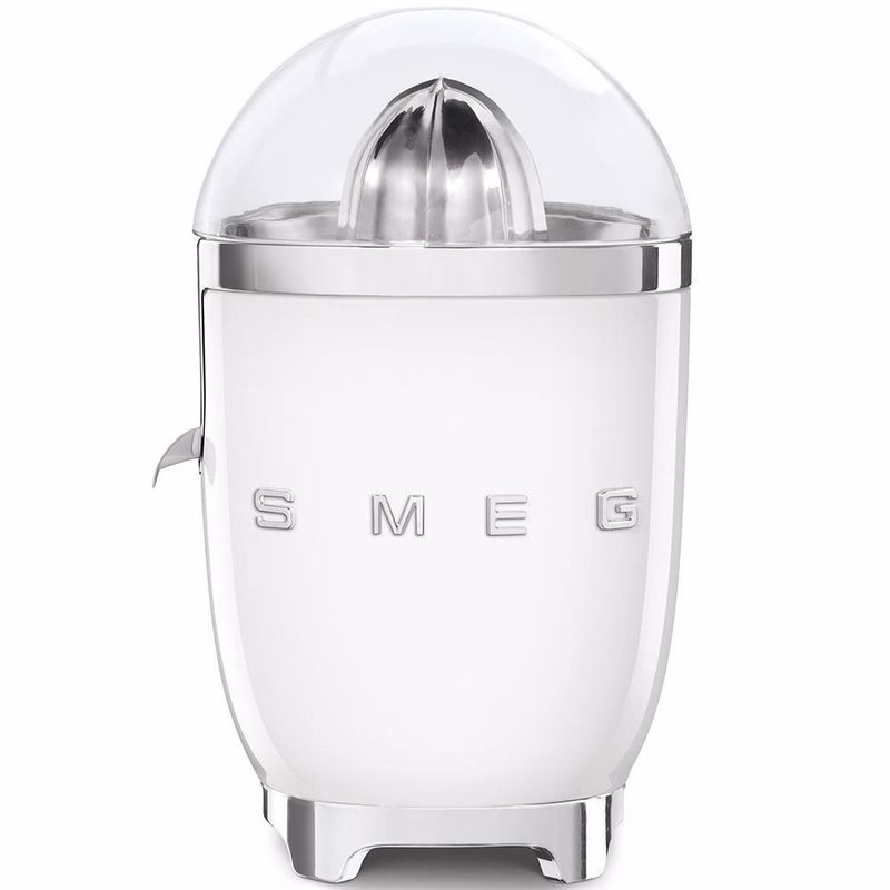 Smeg CJF11WHEU citrusový odšťavovač, 70 W, manuálny tlak, univerzálny kužeľ z nerezovej ocele, biely
