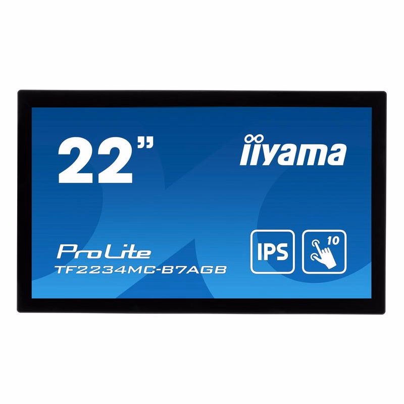 22" iiyama TF2234MC-B7AGB: IPS, FullHD, capacitive, 10P, 350cd/m2, VGA, HDMI, DP, IP65, čierny