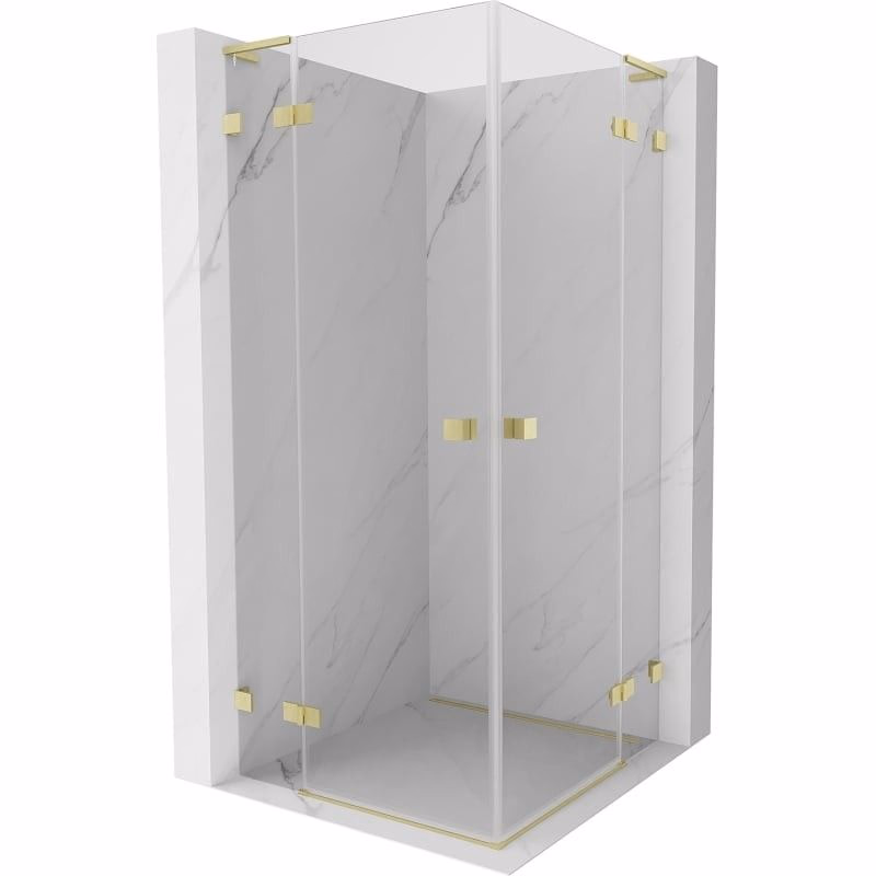 MEXEN/S - Lunar L Duo sprchovací kút dvere krídlové 110 x 110, transparent, zlato kartáčovaná 834L-110L-110P-55-00