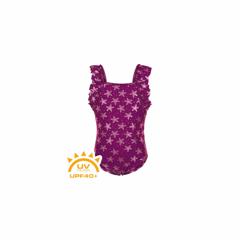 Dievčenské plavky COLOR KIDS Swimsuit w. frills, festival fuchsia