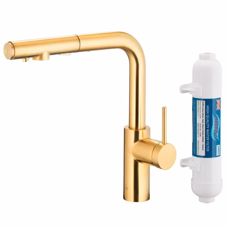 Drezová batéria Duero Pure Basic Light Gold s filtráciou vody výsuvný výtok