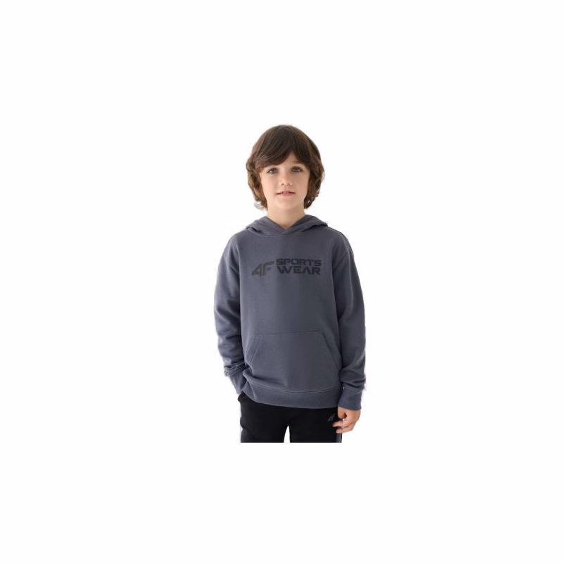 Chlapčenská mikina s kapucňou 4F JUNIOR SWEATSHIRT-JWAW24TSWSM1223-20S-DEEP BLACK