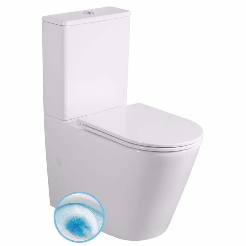 SAPHO - AVIS WC kombi, Vortex Rimless, spodný/zadný odpad, biela PC106V