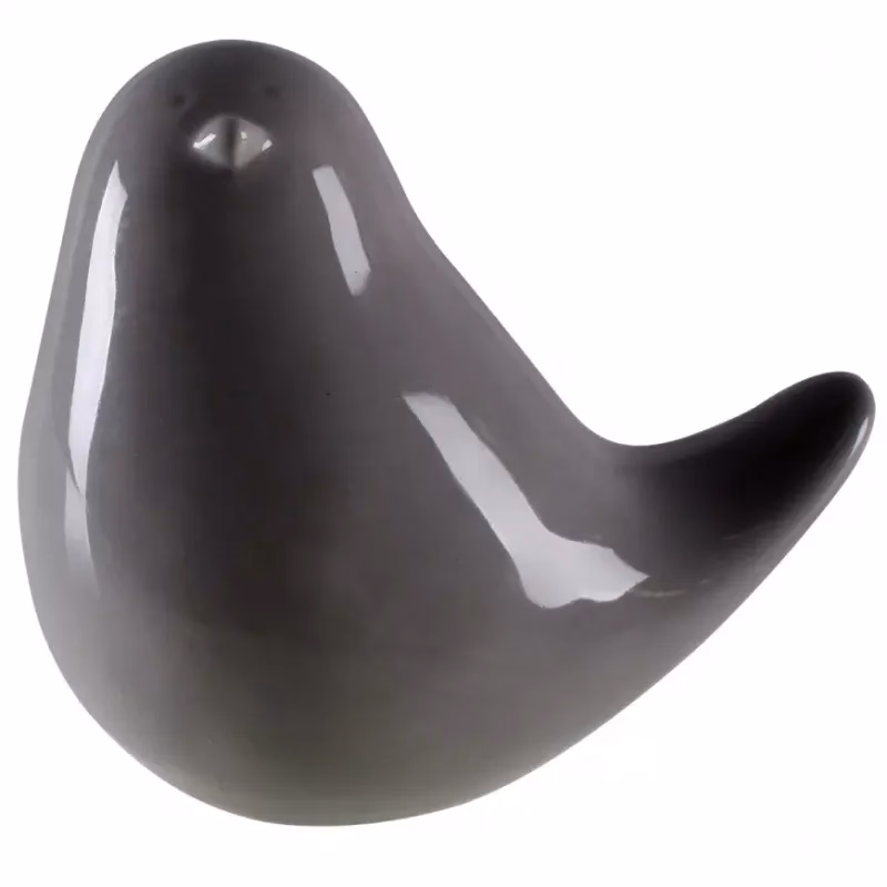 Keramická figúrka vrabec 8 cm šedá