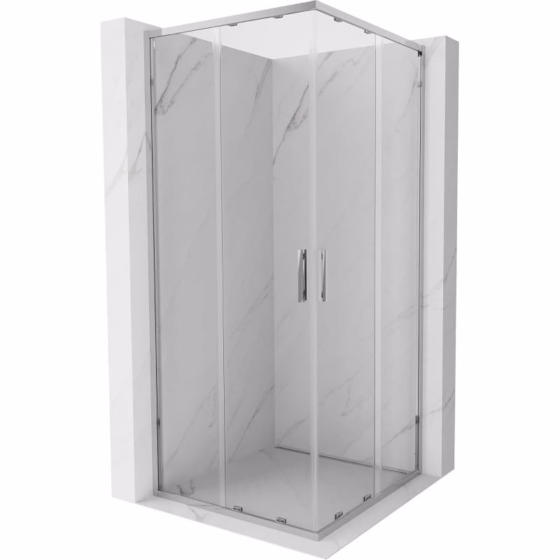 MEXEN/S - Exo štvorcový posuvný sprchovací kút 80 x 80, transparent, chróm 8111-080-080-01-00