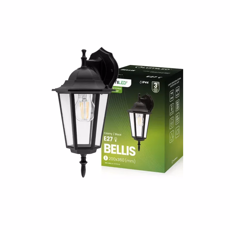 Záhradná lampa BELLIS E27 Black KD1