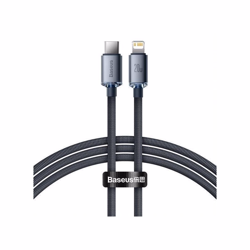 Baseus Crystal Shine Series nabíjací, dátový kábel USB-C Lightning 20W 1, 2m, čierna
