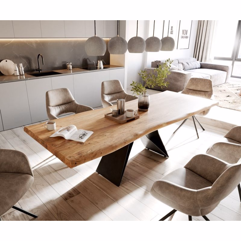 Jedálenský stôl Edge 260x100 XL akácia prírodná podstava v tvare