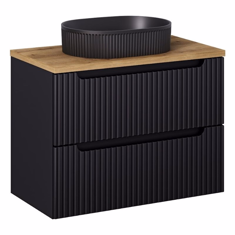 ArtCom Kúpeľňová skrinka s umývadlom a doskou NOVA Black DU80/1 | 80 cm