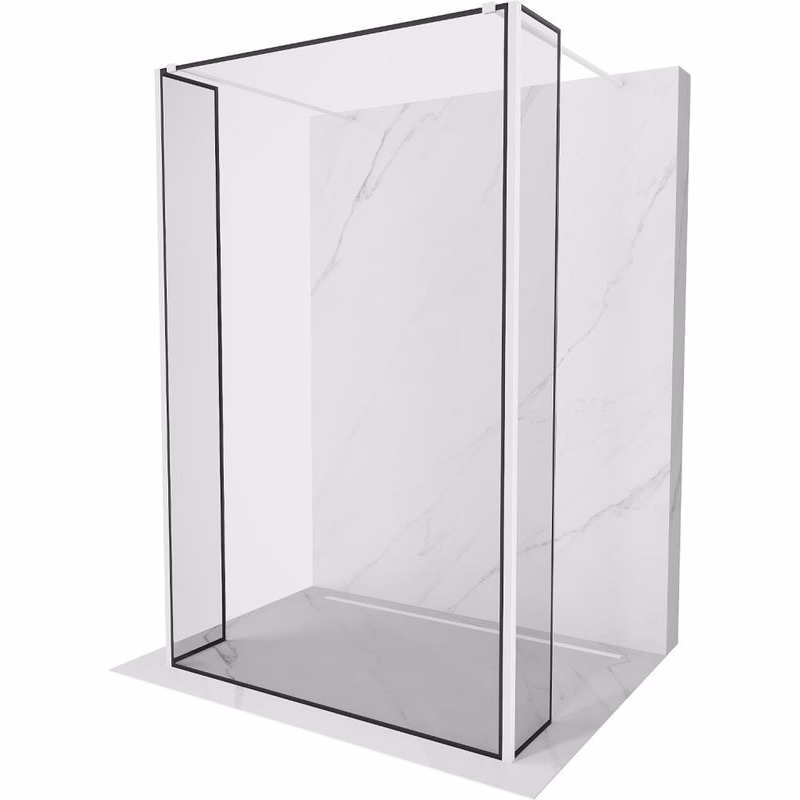 MEXEN/S - Kioto Sprchová zástena WALK-IN voľne stojaca 100 x 30 x 30, čierny vzor, biela 800-100-030-222-20-70-030