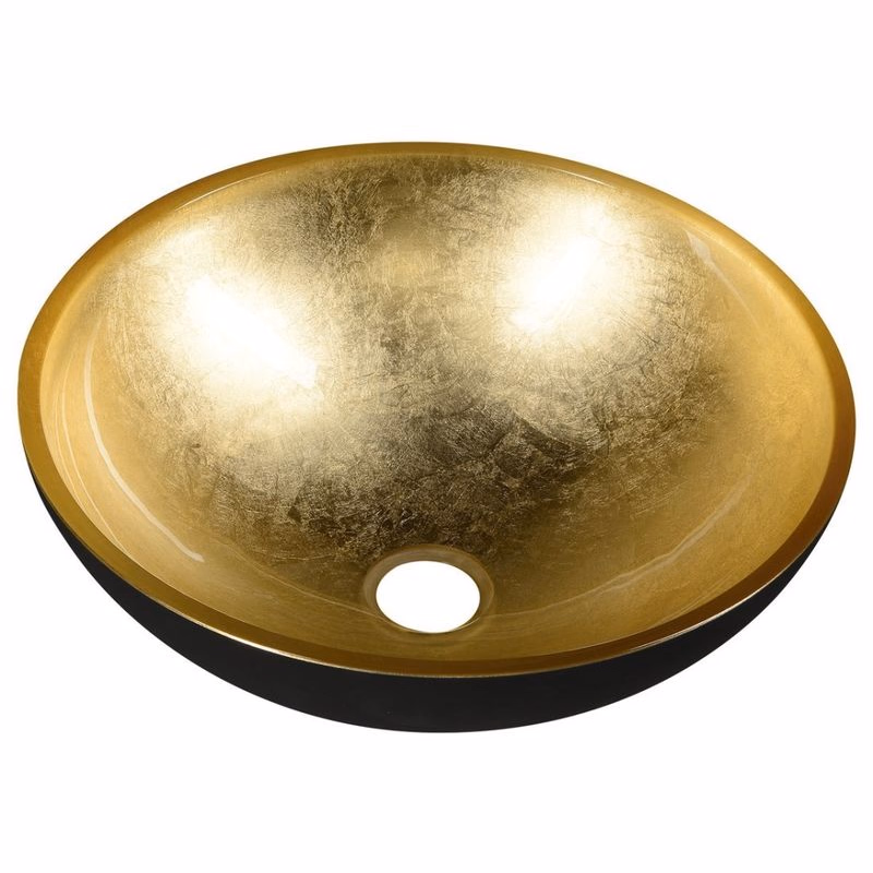 SAPHO - MURANO BLACK-GOLD sklenené umývadlo na dosku, priemer 40cm, čierna/zlata AL5318-77