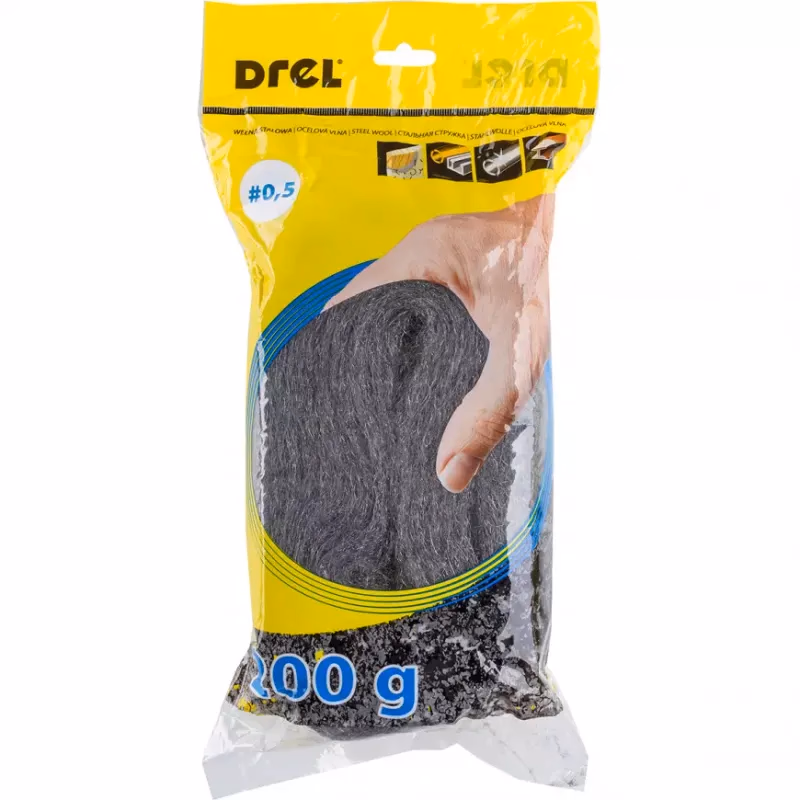 Oceľová brúsna vlna, P 0,5, 200 g, Drel