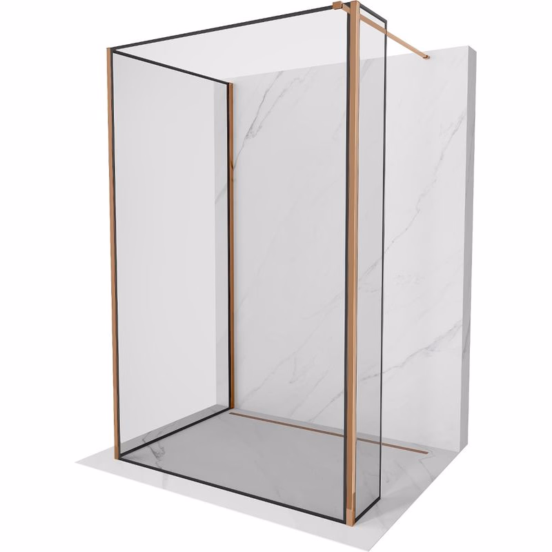 MEXEN/S - Kyoto Sprchová zástena WALK-IN 110 x 110 x 30, čierna vzor, ružové zlato 800-110-110-221-60-70-030