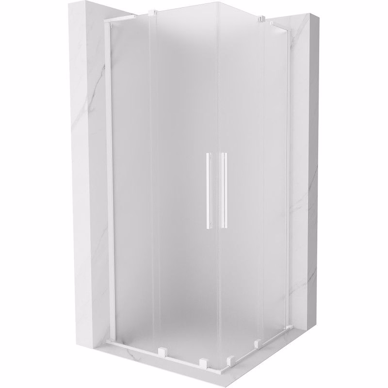 MEXEN/S - Velar L Duo sprchovací kút, posuvné dvere 80 x 80, dekor, biela 871-080-080-02-33-20