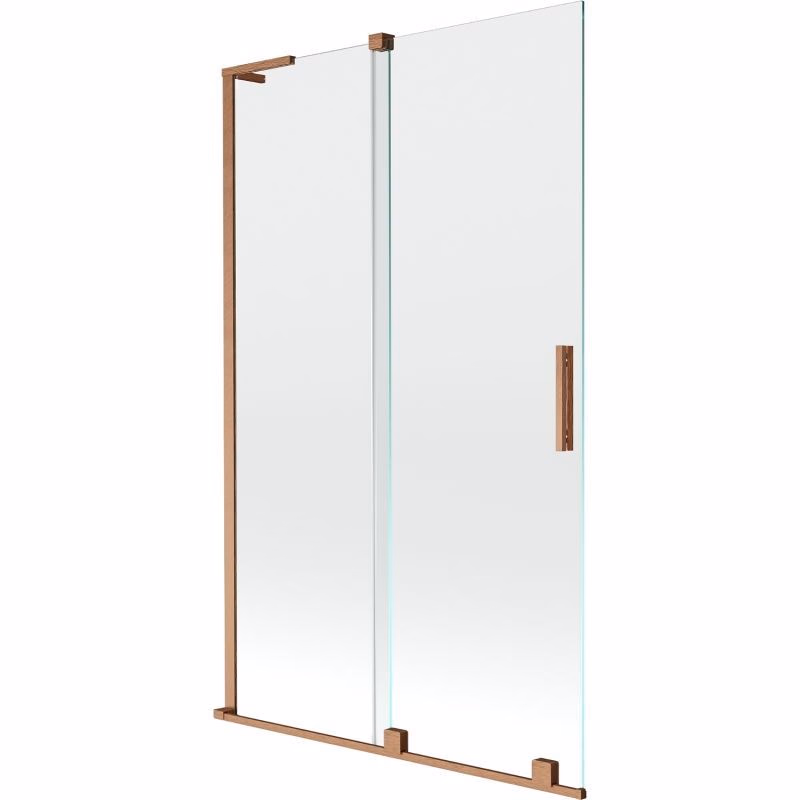 MEXEN/S - Velar L dvojkrídlová posuvná vaňová zástena 110 x 150, transparent, meď kartáčovaná 896-110-003-01-65