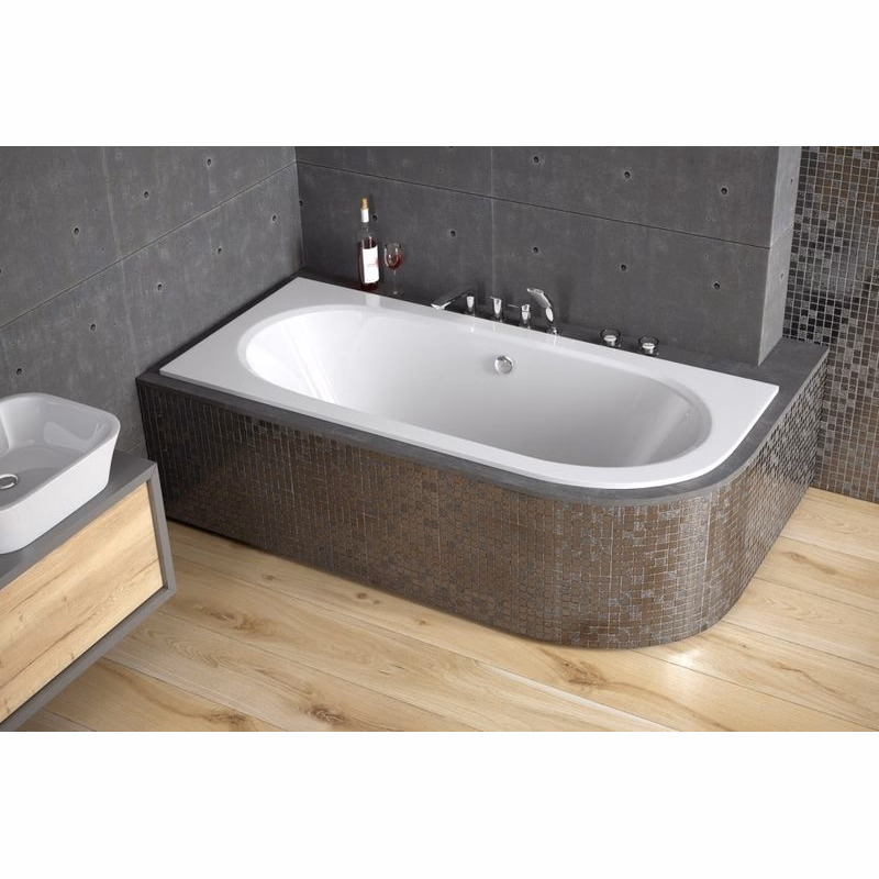 BESCO - Asymetrická vaňa AVITA SLIM - Nožičky k vani - S nožičkami, Rozmer vane - 150 × 70 cm, Spôsob prevedenia - Ľavé VANAVIT150SLIML + OLVPINOZ