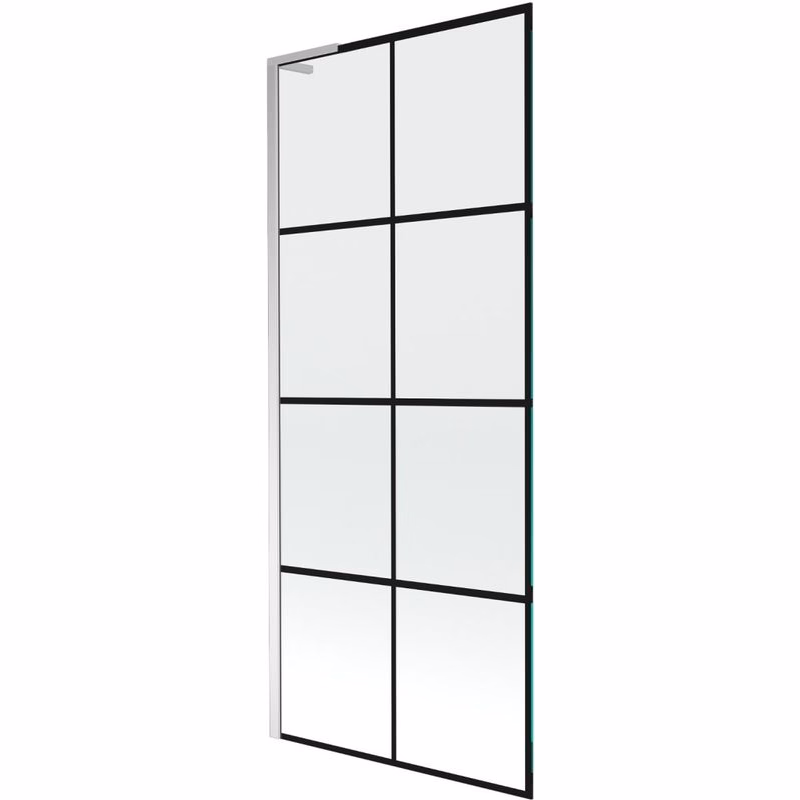 MEXEN/S - Next L vaňová zástena FIX 80 x 150, čierna vzor, chróm 895-080-000-03-77-01