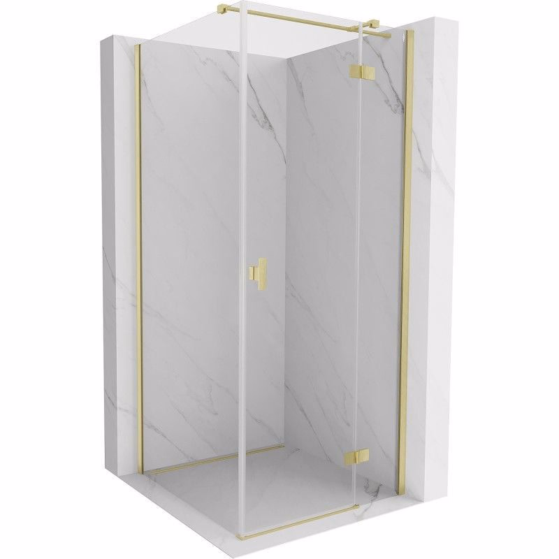 MEXEN/S - Mist HT sprchovací kút dvere krídlové pravá 70 x 70, transparent, zlato kartáčovaná 8A5T-070-070-55-00-P