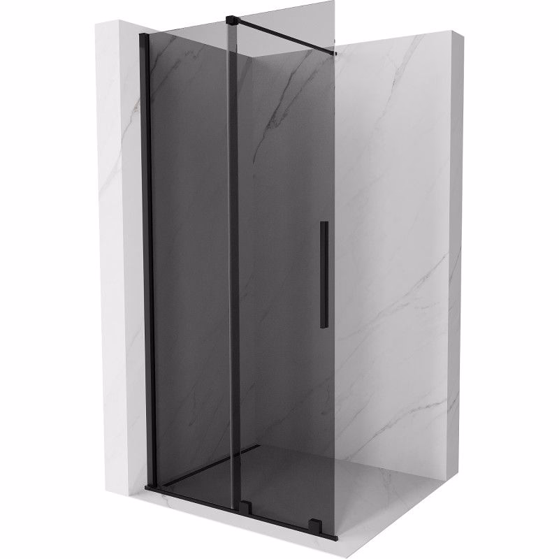 MEXEN/S - Velar Sprchová zástena posuvná Walk-in 75 x 200, grafit 8 mm, čierna 871-075-000-43-70
