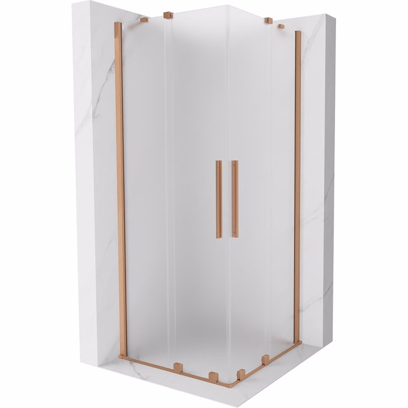 MEXEN/S - Velar Duo sprchovací kút, posuvné dvere 80 x 80, dekor, meď kartáčovaná 871-080-080-32-65