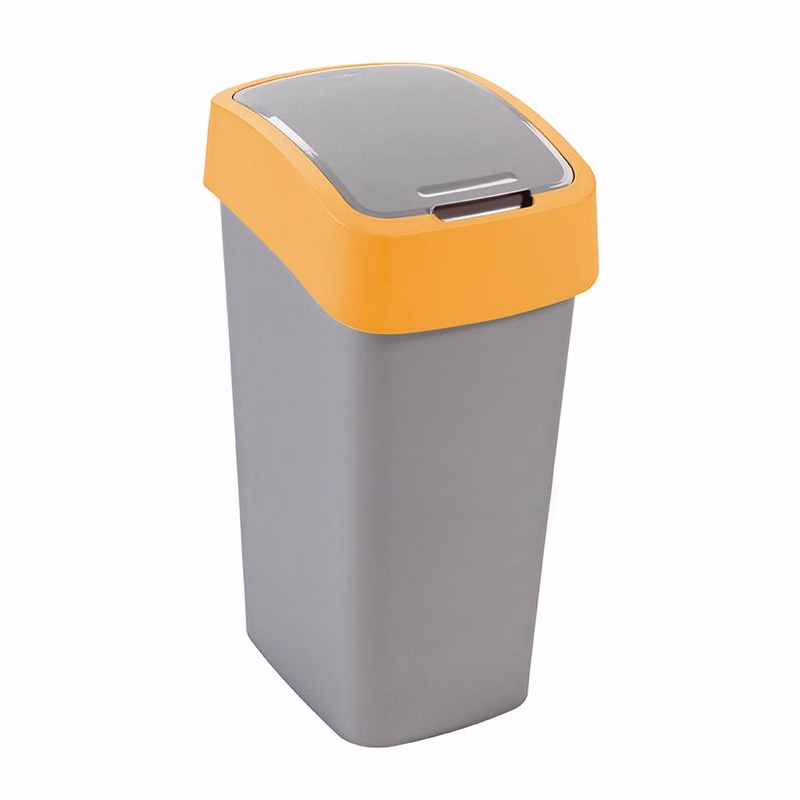 CURVER Odpadkový kôš FLIP BIN 45l | strieborná / žltá