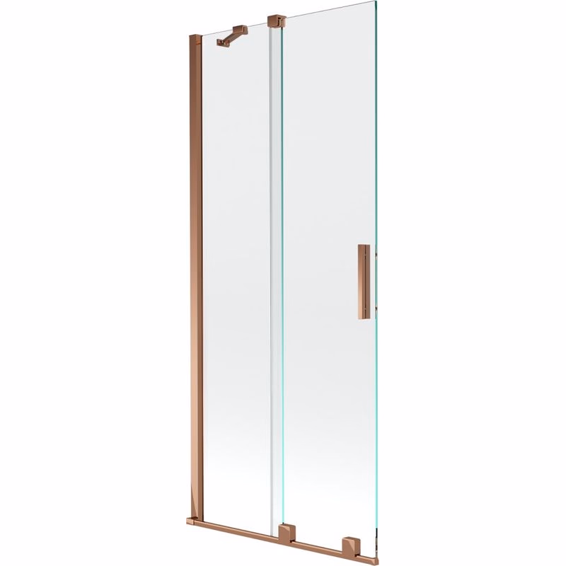 MEXEN/S - Velar Dvojkrídlová posuvná vaňová zástena 80 x 150, transparent, ružové zlato 896-080-000-01-60