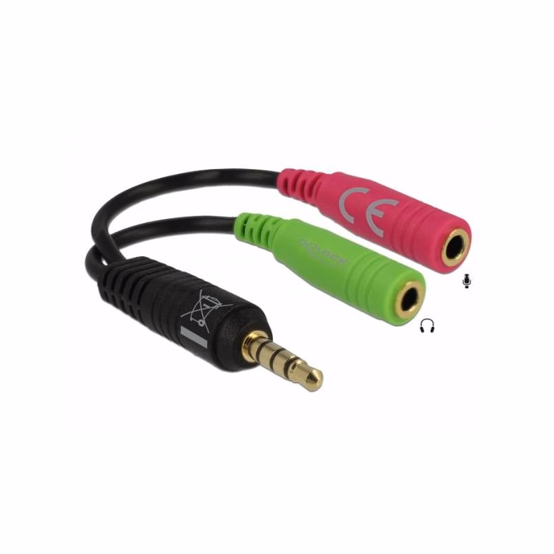 Delock adaptér stereo jack 3,5 mm samec > 2 x stereo jack 3,5 mm samica