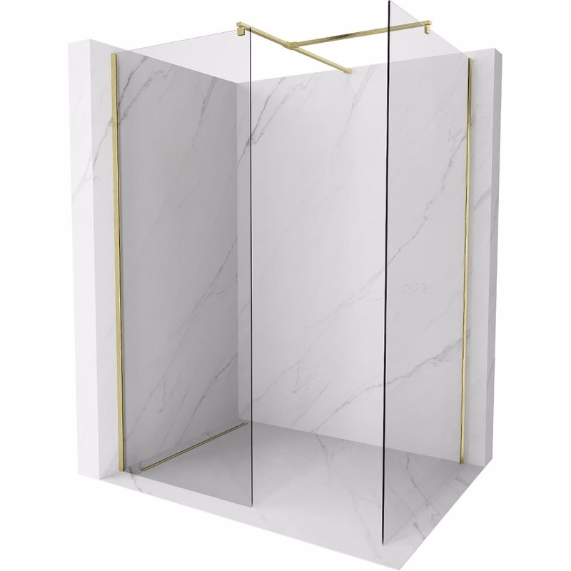 MEXEN/S - Kyoto Sprchová zástena WALK-IN 120 x 80, transparent, zlatá kartáčovaná 800-120-202-55-00-080