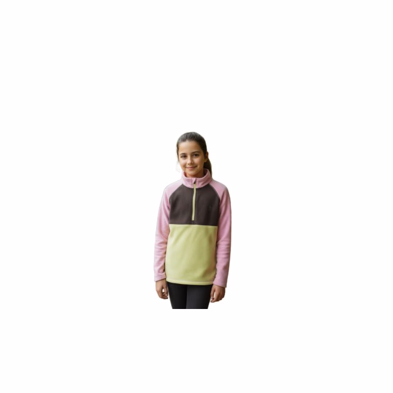 Dievčenská lyžiarska flisová mikina COLOR KIDS Fleece Pulli - Colorblock-4213-Bonbon