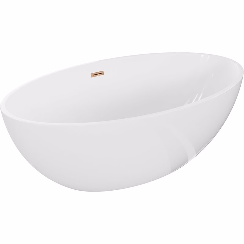 MEXEN/S - Nike voľne stojaca vaňa 175 x 100, biela, sifón a prepad ružové zlato 54071751000-60