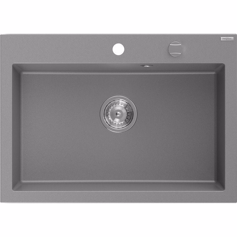 MEXEN MEXEN - Elix granitový drez 1-miska 700 x 500 mm, sivý, sifón chróm 6526701005-71
